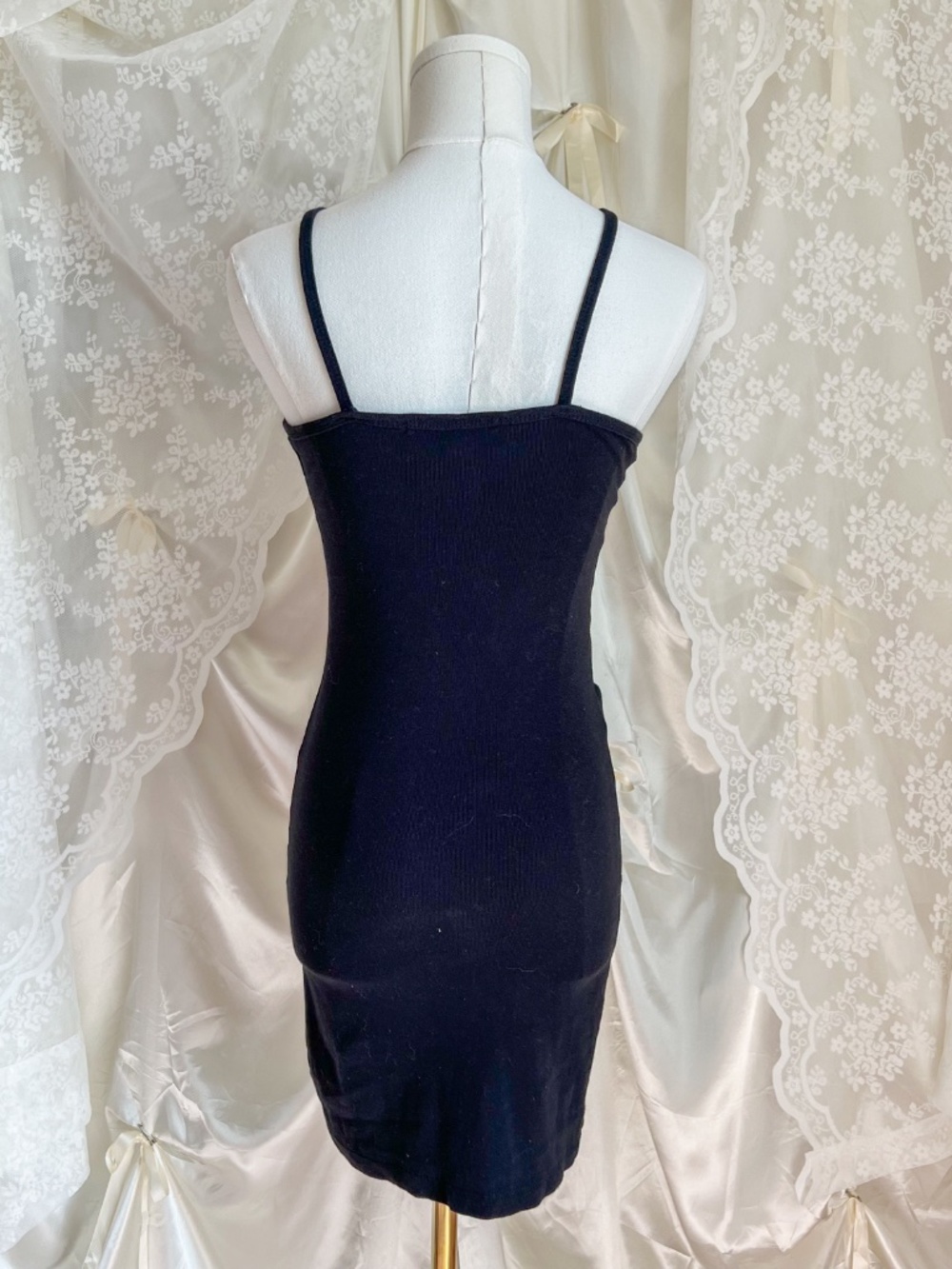 Black Mini Dress Butterfly Rhinestone Y2K Coquette Bodycon - Picture 4 of 6